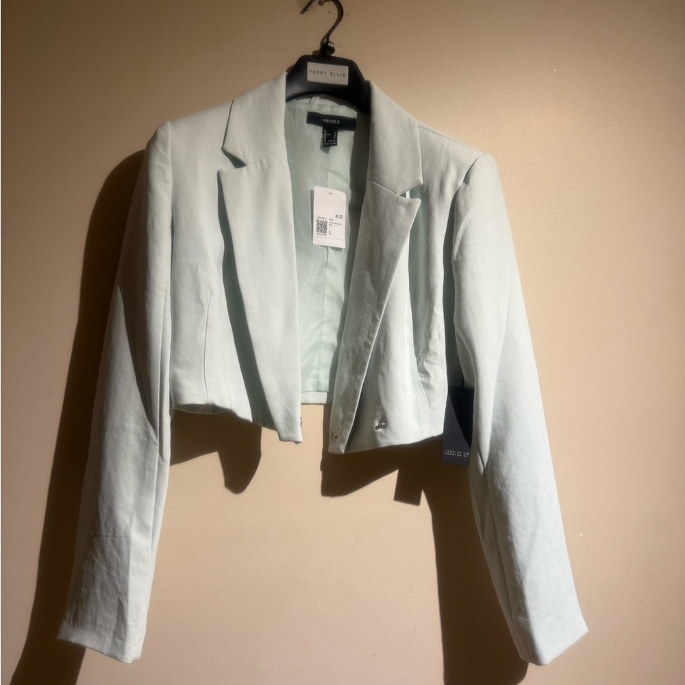 Forever 21 Long Sleeved Button Up Teal Blazer